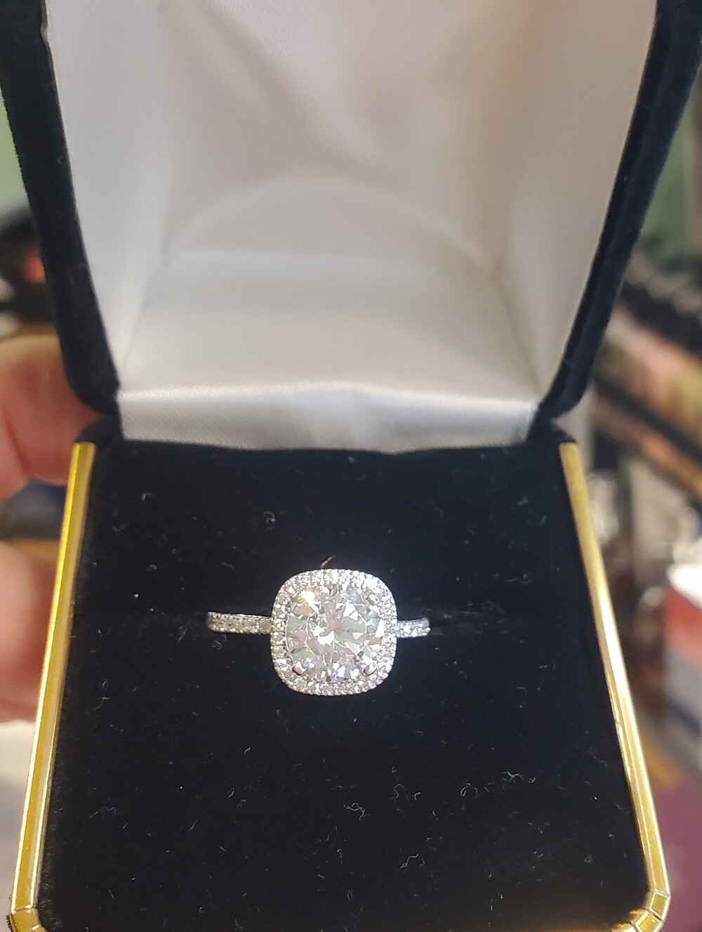 Simon G. 18k White Gold Halo Engagement Ring .31 TCW -- Discontinued Style